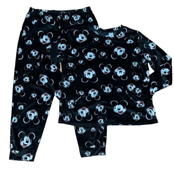 DISNEY MICKEY MOUSE Womens 2pc Black Velour Pajama Set Size Medium NWOT - Picture 8 of 8